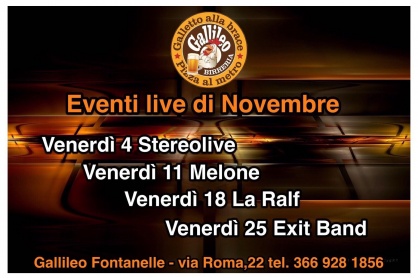 I concerti di novembre al Gallileo di Fontanelle